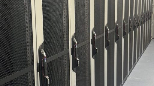 Row of racks in the data center