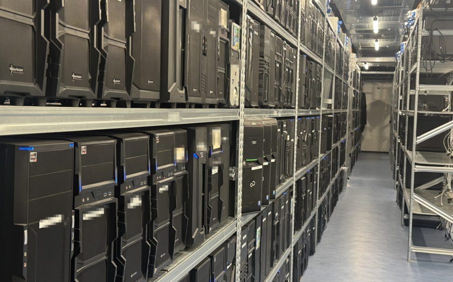 Shelf rows of the tower colocation area